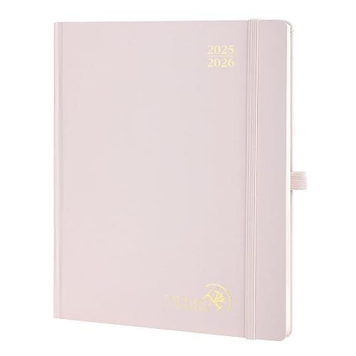 POPRUN Planner 2025-2026, (Large 8.5'' x 10.5'' Hard Cover) Academic Calendar (July 25-June 26) Daily Weekly and Monthly Appointment Book with Hourly Time Slots, Monthly Tabs, 100 GSM - Light Pink - Image 1