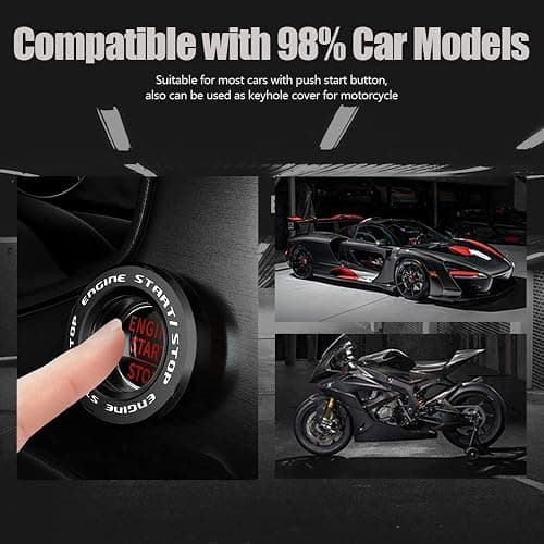 Tybasthe Rotary Push Start Button Cover, Bat Man Car Accessories Engine Start Stop Button Cover, Car Stickers Interior Decor, Motorcycle Ignition Key Switch Cover, Black thumbnail 4