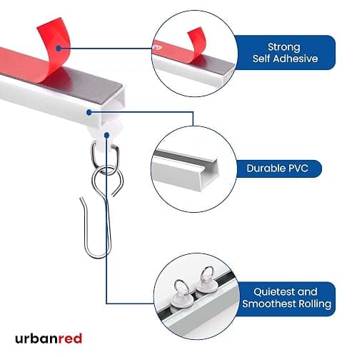 UrbanRed Adhesive Curtain Track, 3 m (9.8 ft) Ceiling Curtain Track | 3 m adhesive curtain track provides smooth ceiling installation for homes, offices and RVs without drilling thumbnail 4