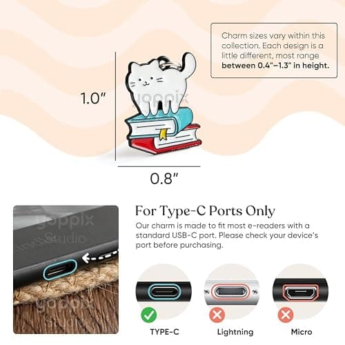 YOPPIX 9PCS Charms for Kindle, Dust Plug Charm Compatible with Type C Charging Port, Gift for Book Lover Readers Men Women Teachers Students, Accessories for Kindle thumbnail 4