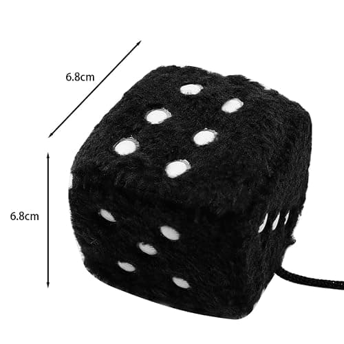 Tiardey One Pair of Car Hanging Plush Dice Cube Plush Dice Car Accessories Interior Rearview Mirror Accessories (Black) thumbnail 3
