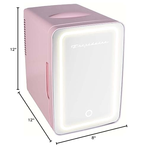FRIGIDAIRE Mini Cooler, Portable Compact Personal LED Lighted Mirror Fridge, 6.5L Capacity Chills 9 Cans, 100% Freon-Free & Eco Friendly, for Makeup, Skincare, 12"D x 8"W x 12"H (Pink) thumbnail 7