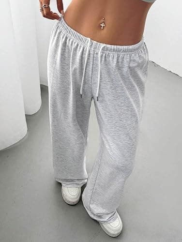 Women's Baggy Sweatpants with Pockets Wide Leg High Waisted Casual Sweat Pants Lounge Drawstring Joggers Gym Workout Pants thumbnail 7