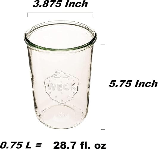 Weck Canning Jars 743-28.7 fl. oz Weck Mold Jars made of Transparent Glass - Eco-Friendly Canning Jar - Storage for Food, Yogurt with Air Tight Seal & Lid - 3/4 Liter Tall Jars Set - Set of (2 Jars) thumbnail 3