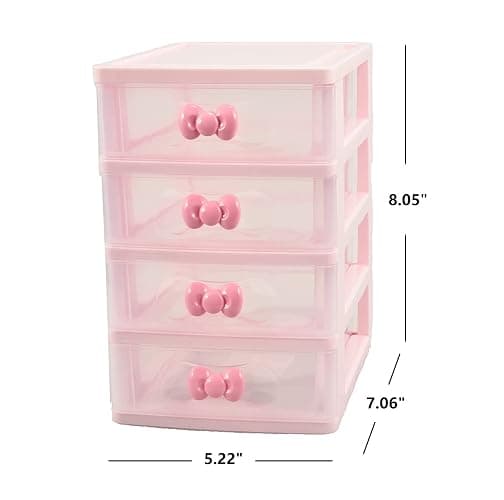 Lovely Pink Mini Receiving Storage Box With Multi-layers And Pink Bowknot Handle Gift for Mothers, Girls, Small Items Keeping Box (Four layers (7.06 x 5.22 x 8.05 inches)) thumbnail 3
