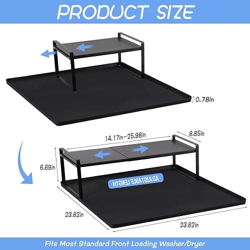 Washer and Dryer Countertop with Non-Slip Laundry Room Shelf Mat Universal Front Load Washer and Dryer Countertop Set, Washer Dryer Shelf with Mat for Laundry Room (Metal Shelf + Silicone Mat) thumbnail 2