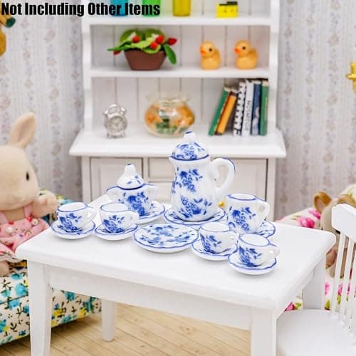 Odoria 1/12 Miniature Porcelain Tea Set 15Pcs Dollhouse Decoration Accessories, Grapes thumbnail 7