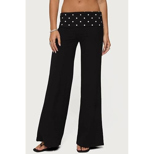 Keliholiyu Flare Legging Women Y2K Fold Over Low Rise Baggy Yoga Lounge Pants Wide Leg Foldover Bell Bottoms Priscilla Pants thumbnail 5