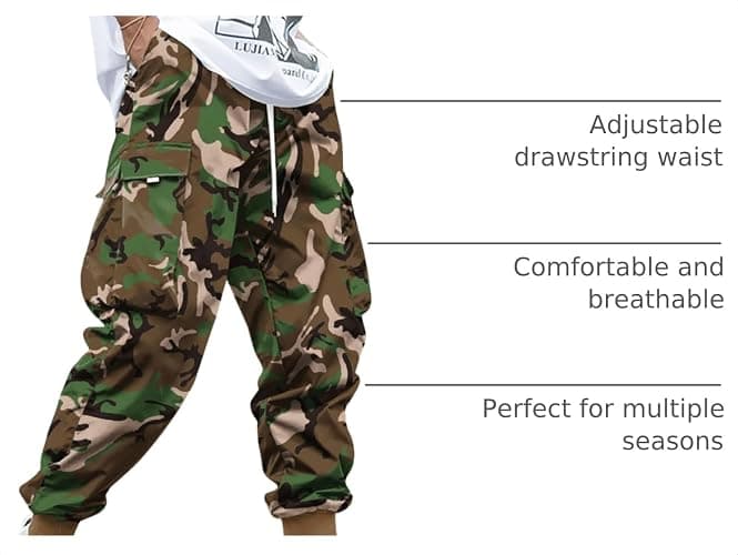 Men Techwear Cargo Joggers Flap Pocket Elastic Drawstring Waist Pants thumbnail 4