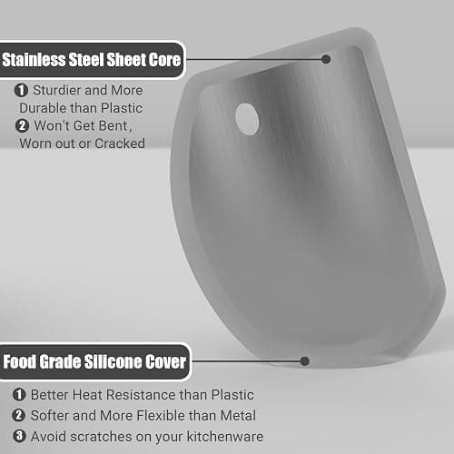 Sapid Flexible Curved Edge Silicone Bowl Scraper(5.98"x4.3"), Food Grade Dough Scraper for Baking Sourdough Bread, Cake, Multipurpose Kitchen Dish Scrapers, Easy to Clean (1, Gray) thumbnail 3
