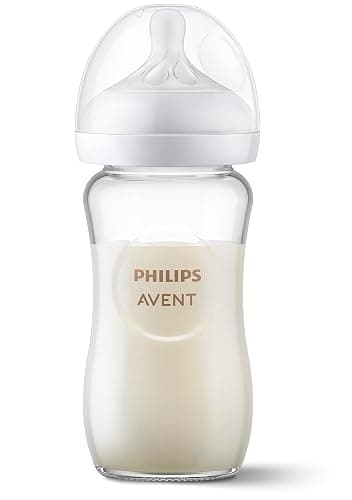 Philips Avent Natural Newborn Glass Gift Set, Baby Bottles with Natural Response Nipples, 3x 4oz (Slow Flow, Flow 2) and 2x 8oz (Medium Flow, Flow 3), 2x Silicone Sleeves, SCD858/01 thumbnail 11