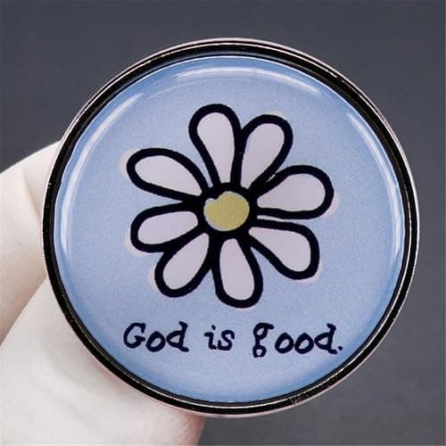 yangjinyuCartoon Daisy Enamel Pin God is Good Brooch Letter Inspirational Quote Pin Sunflower Metal Badges Clothing Backpack Hat Accessory DIY Jewelry Gifts for Women, Blue thumbnail 4