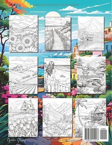 Paysages d’Ici et d’Ailleurs: Livre de 50 Coloriages de Paysages du Monde avec des Dessins Variés Apaisants et Relaxants à Colorier Pour Adultes | ... Zen, Anti Stress | 102 Pages | Grand Format | thumbnail 2