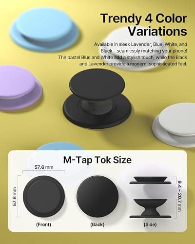 Sinjimoru for MagSafe Phone Grip, Soft Silicone Magnetic Finger Grip for iPhone 17/16/15/14/13, Comfortable One-Touch Holding, M-Tap Tok Black thumbnail 4