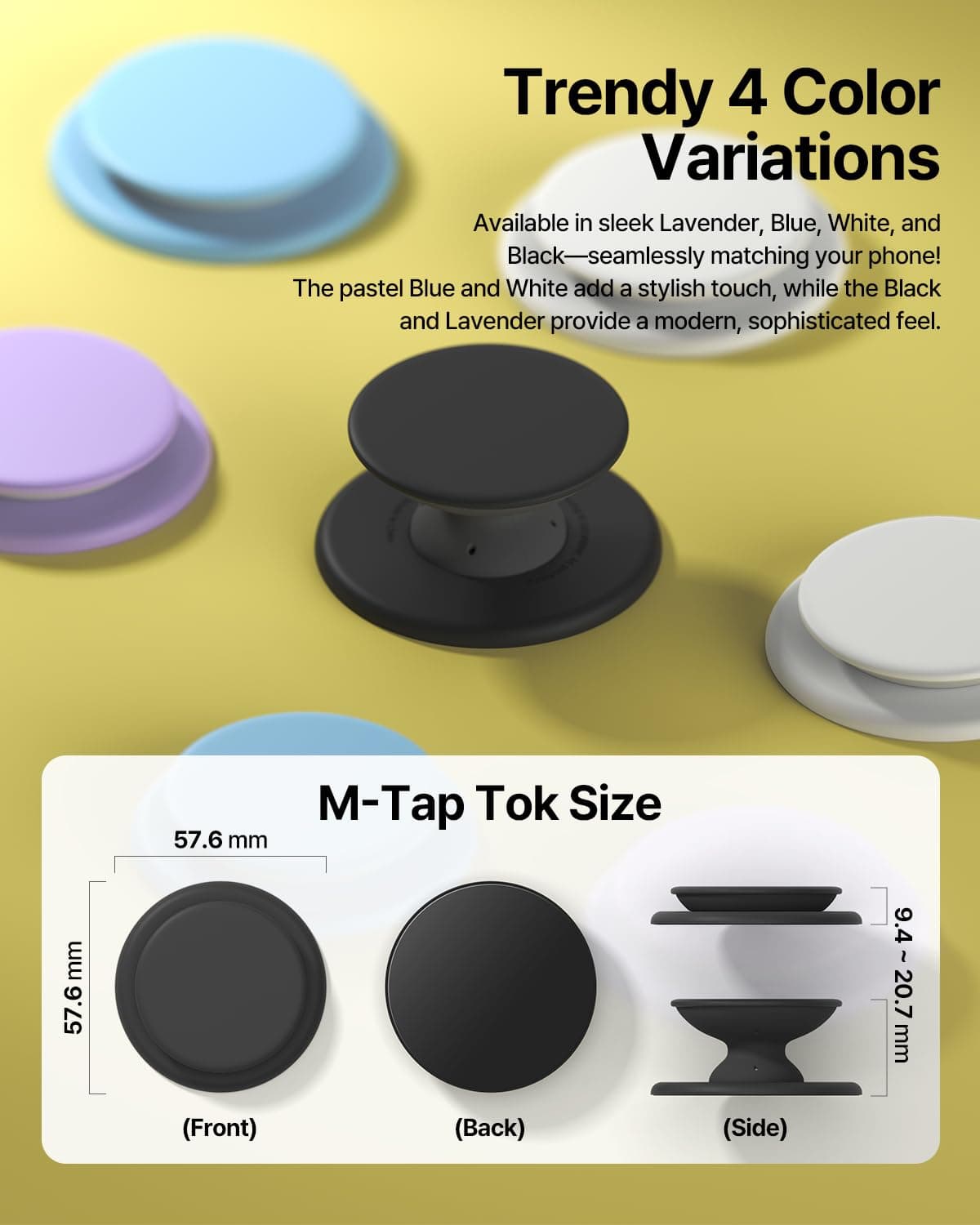 Sinjimoru for MagSafe Phone Grip, Soft Silicone Magnetic Finger Grip for iPhone 17/16/15/14/13, Comfortable One-Touch Holding, M-Tap Tok Black thumbnail 4