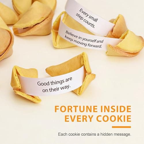 Soeos Fortune Cookies, Approx 48 Count, Vanilla Flavor, Fortune Cookies Individually Wrapped Bulk, Individually Packed Crisp Cookies with Fun, Traditional Chinese New Year Fortune Cookie thumbnail 6