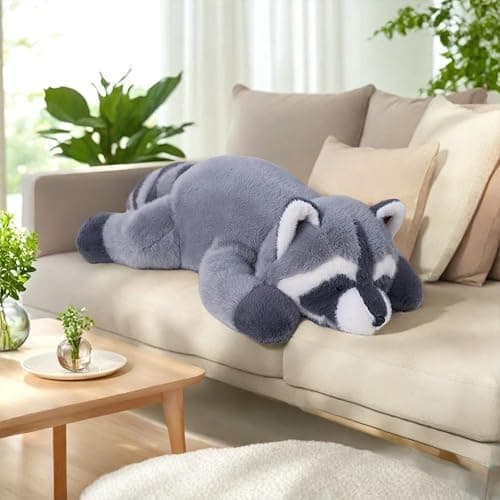 Labauxite Raccoon Plush, Raccoon Stuffed Animals, Cute Plush Toys Realistic Raccoons Body Pillow Hug Sleeping Fluffy Animal Toys for Kids, Bed Decor Plushie Doll Birthday Gift (17.7in) thumbnail 7