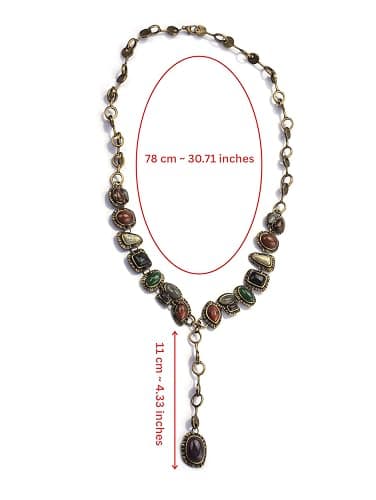 MINACHI Bohemian Created Turquoise Beaded Y-Necklace, Turquoise-toned Multi-shaped Pendant, Dainty Elegant Jewelry for Women thumbnail 2