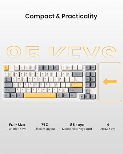 Kisnt Wireless Mechanical Keyboard,Gasket Mounted with Creamy Sound,Bluetooth/2.4GHz/USB-C,Custom Hot Swappable,RGB Backlit,75% Compact Layout for Gaming/Typing/Win/Mac/PC (Retro Beige,Linear Switch) thumbnail 6