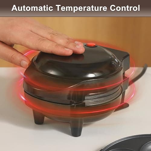 UVFAST Mini Waffles Maker with 8 Removable Plates, 4 in 1 Small Waffle Maker Mini- Waffle, Heart Waffle, Pancake, Donut, 4.5" Non Stick Waffle Iron for Kids and Families, Black thumbnail 4