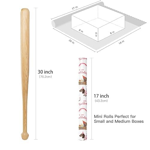RUSPEPA Dog Birthday Wrapping Paper Roll for Girls, Mini Roll, Pink Dachshund with Cake, Balloon and Happy Birthday Text Design Gift Wrap for Kids, Pet Lovers, Puppy Party, 17 Inches x 16.4 Feet thumbnail 7