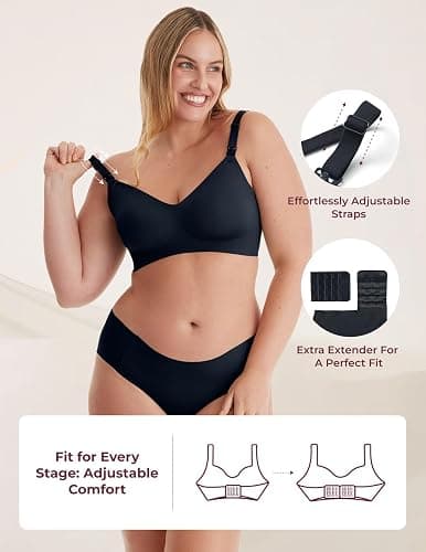 Momcozy Nursing Bras for Breastfeeding, YN21 Seamless Ultra Comfort Maternity Bra, Natural Shape, Pregnancy Sleep Bralette thumbnail 3