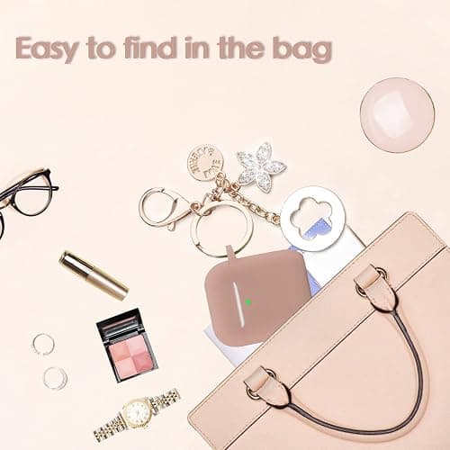 OLEBAND Case Fit for Airpod 1st/2nd Generation with Cute Bling Keychain,iPods Silione Cover Compatible for Apple Air pod/iPod 2 and 1 Gen Case,LED Visible,for Women and Girls,Milk Tea thumbnail 5