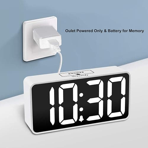 DreamSky Small Digital Alarm Clock for Bedroom, Large Big Numbers Display with Brightness Dimmer, Electric Bedside Desk Clock with USB Charging Port, Adjustable Alarm Volume, USB-C Adapter Powered thumbnail 4