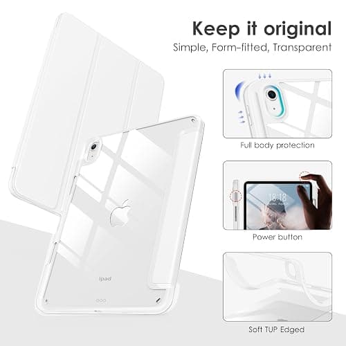 VIKESI Case for iPad (A16) 11-inch 2025 and iPad 10th Generation 10.9 Inch 2022, Clear Back and TPU Shockproof Frame Cover [Built-in Pencil Holder, Support Auto Sleep/Wake] - White thumbnail 3