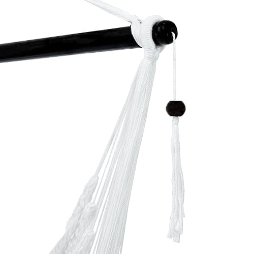Sunnydaze Outdoor Hammock Chair Swing for Reading - Hanging Hammock Swing for Indoor or Patio - 300lb Capacity - Caribbean XL - White thumbnail 8