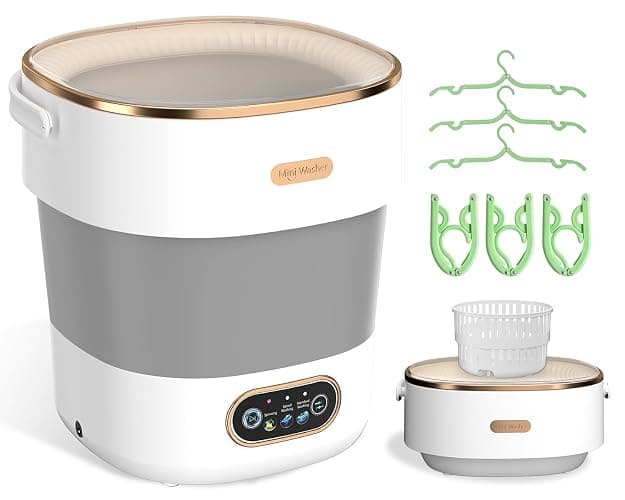 JUJOJB Portable Washing Machine, Folding 20L Mini Washer and Spin-Dryer | 3 modes with deep cleaning. Compact for apartments, dorms, home, RV, and travel. For small clothes and delicates. White. - Image 1