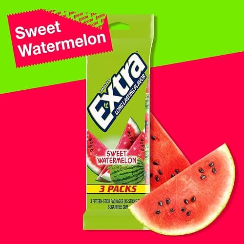 EXTRA Watermelon Sugar Free Chewing Gum, 15 ct (3 Pack) thumbnail 3