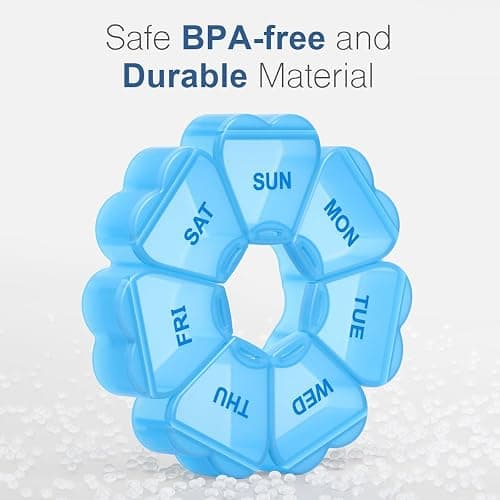 Large Weekly Pill Organizer, Pill Box 7 Day, KAPENS Daily Vitamin Case Large Capacity Compartments, Pill Containers for Fish Oil Medicine Supplements, Blue thumbnail 3