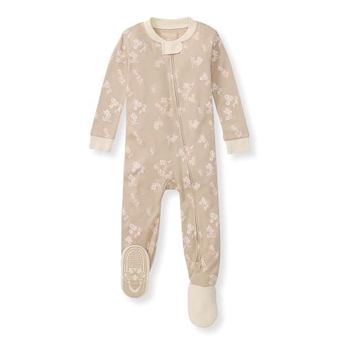 Burt's Bees Baby Baby Girls Pajamas, One-Piece Footed Sleeper PJs, Non-Slip Snug Fit for Infants 12, 18, and 24 Months - Image 1