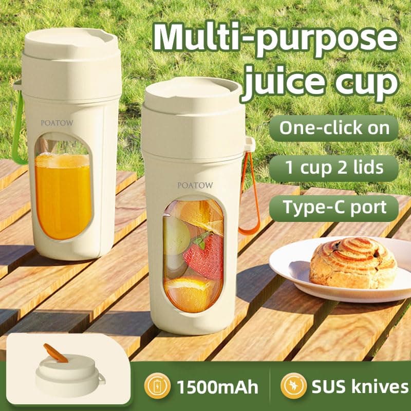 Portable Blender Cup,450ml Multi-Function Blender with Ice-Crushing,Strong Cutting Power with 12 Blades, USB-C Rechargeable,Fruit Veggie Juicer Cup for Home, Sport,Office,Camping (Orange) thumbnail 7