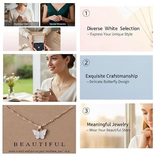 Rrdaily 8 Pcs Butterfly Necklace Bulk Gifts for Women, Cute Friendship Necklace Set for Mother's Day Birthday Christmas Party Favors Jewelry thumbnail 3