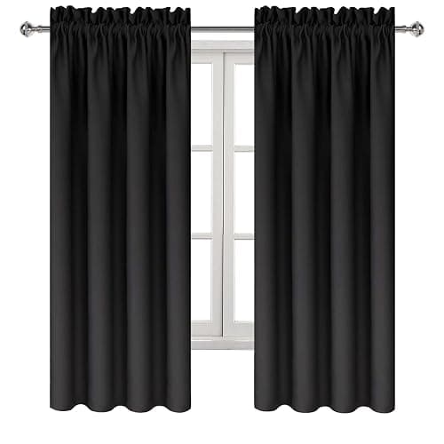 DWCN Blackout Curtains for Bedroom - Thermal Insulated Privacy Energy Saving Rod Pocket Drapes for Living Room, W 38 x L 63 Inch, Black, Set of 2 thumbnail 9