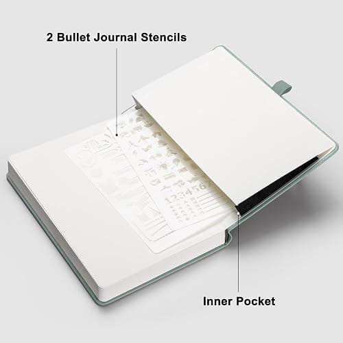 RETTACY Blank Journal Notebook, 192 Pages, A5 Medium Size (5.7'' x 8.3''), Leather Hardcover, 100 GSM Thick Paper, for Sketching, Drawing, Painting (Blue-gray) thumbnail 7