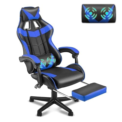 Soontrans Gaming Chair with Footrest,Computer Office Chair, Ergonomic Gamer Chair with Height Adjustment,Headrest and Lumbar Support Gamer Chair(Storm Blue) - Image 1