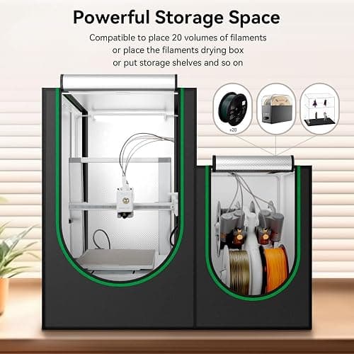 2 in1 3D Printer Enclosure with Storage Box LED Light,Thermo-Hygrometer, Fireproof Dustproof Tent Constant Temperature Protective Cover 820*600*720mm for Bambu Lab A1,A1 Mini,Ender3 Series, Ender3 Neo thumbnail 7