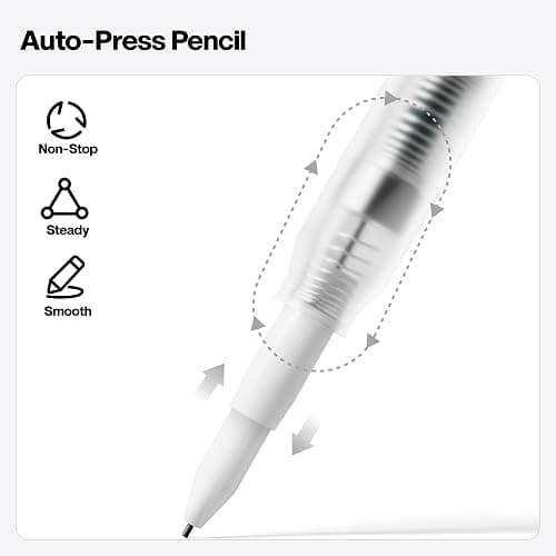 Kasimir Auto-Lead Mechanical Pencil - One-Click Continuous Refill Advance, Break-Resistant Metal Barrel for Writing Drawing Painting Sketching, 0.7mm with Erasers and Leads - Pink&Purple thumbnail 4