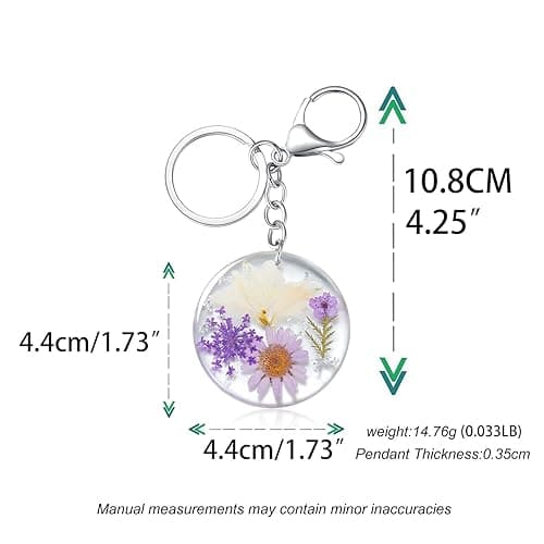 Aliravine Real Pressed Flower Keychains – Cute keychain for Women, Gift for Nature Lovers, Bag Charm,Handmade Pendants thumbnail 3