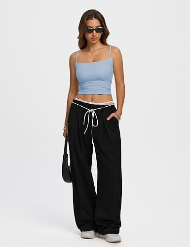 Missclub 3 Pack Double Lined Tank Tops for Women Square Neck Basic Fitted Going Out Tops Spaghetti Strap Summer Y2K Cami thumbnail 3