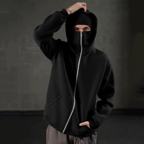 Ewleguzka Cagoule à capuche zippée pour femme - Veste polaire à fermeture éclair intégrale - Sweat à capuche surdimensionné décontracté pour l'automne et l'hiver avec poches thumbnail 3