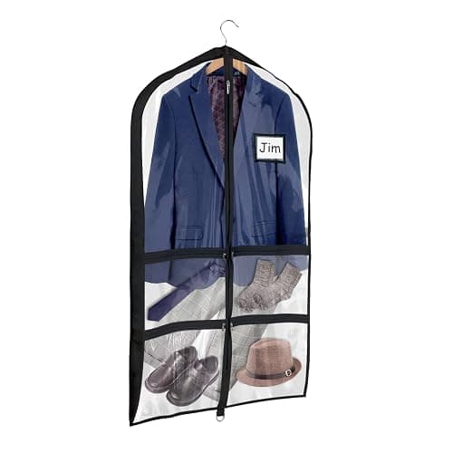 Univivi Clear Black PVC Dance Costume Bags Garment Bag 40 Inch for Dance Competitions, with 4 Medium Clear Zipper Pockets and 1 Large Back Zippered Pocket(Clear Black) - Image 1