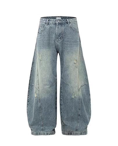 BeRamg Baggy Jeans for Woman Men High Waisted Barrel Leg Jeans Trendy Boyfriend Denim Pants Vintage Streetwear Clothes thumbnail 5