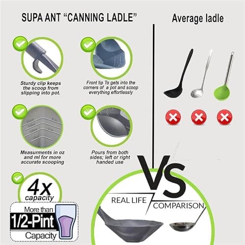 Supa Ant Canning Supplies - Water Bath Canning Pot with Rack & Lid - Starter Kits Set for Beginners - Stainless Steel Water Bath Canner Kit & Rack - Rack, XL Ladle, Measuring Cups, Kitchen Funnel thumbnail 4