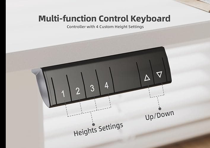Claiks 63" L Shaped Standing Desk with Drawers and LED Lights, Height Adjustable Electric Corner Standing Desk with Monitor Stand & Power Outlet, 4 Memory Preset, White thumbnail 6