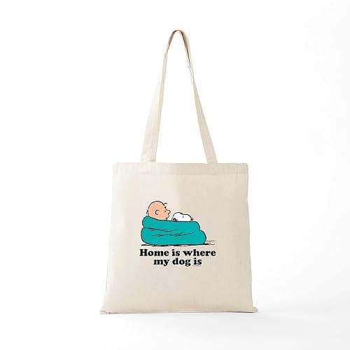 CafePress Snoopy Home Is Where My Dog Is Reusable Beige Canvas Bag | Reusable Natural Beige Canvas Tote Shopping Bag thumbnail 5