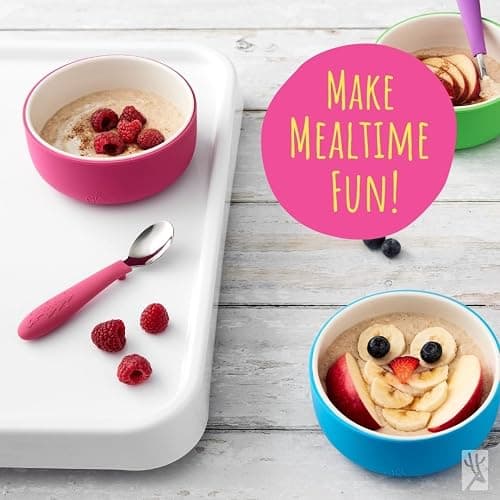 Elk and Friends Kids Porcelain Bowls with Silicone Sleeve | Kids/Toddler/Baby Feeding | Microwave & Dishwasher Safe | Non Slip | Cereal/Soup/Snack Dishes & Dinnerware thumbnail 2